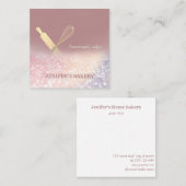 キラキラ転がス金ゴールドのピンウィスクシェフベーカリー スクエア名刺 (正面/裏面)