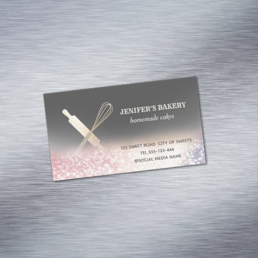 キラキラ転がス金ゴールドのピンウィスクシェフベーカリー マグネット名刺 (インサイチュ)