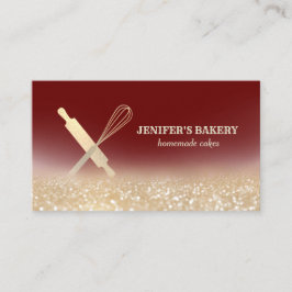 キラキラ転がス金ゴールドのピンウィスクシェフベーカリー 名刺