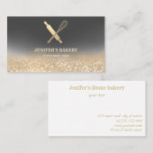 キラキラ転がス金ゴールドのピンウィスクシェフベーカリー 名刺 (正面/裏面)