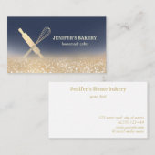 キラキラ転がス金ゴールドのピンウィスクシェフベーカリー 名刺 (正面/裏面)