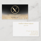 キラキラ転がス金ゴールドのピンウィスクシェフベーカリー 名刺 (正面/裏面)