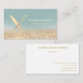 キラキラ転がス金ゴールドのピンウィスクシェフベーカリー 名刺 (正面/裏面)