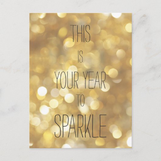 キラキラ輝くあなたの年 - ゴールドグリッター ポストカード (正面)