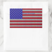 キラキラ輝くアメリカ国旗のステッカー 長方形シール (バッグ)