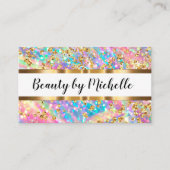 キラキラ輝くガラス色のメイクアップアーティスト名刺 名刺 (正面)