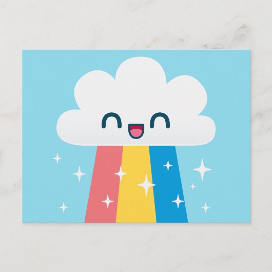 キラキラ輝くキュートな興奮の虹の雲 ポストカード (正面)