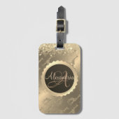 キラキラ輝くギラフェズオングリジー金ゴールドモノグラム ラゲッジタグ (正面縦)