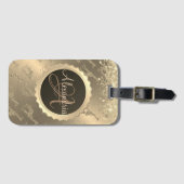 キラキラ輝くギラフェズオングリジー金ゴールドモノグラム ラゲッジタグ (正面横)