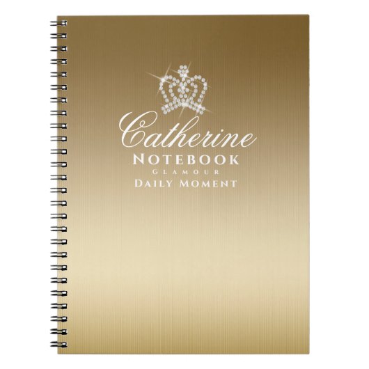 キラキラ輝くクラウン金属金ゴールド ノートブック (正面)
