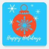 キラキラ輝くクリスマススノーフレークデコールボール スクエアシール (正面)