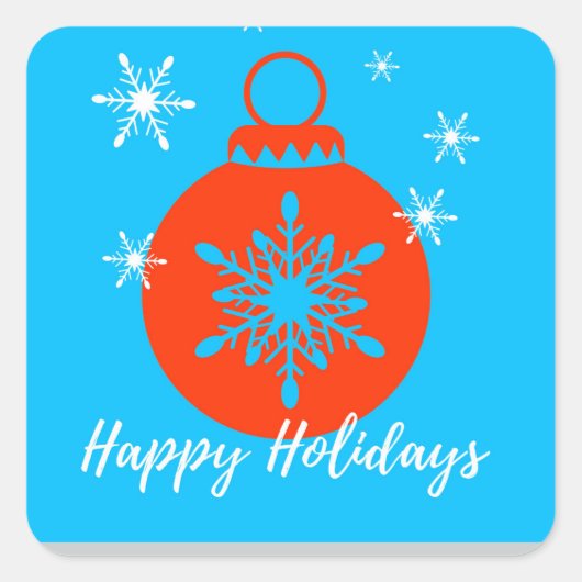 キラキラ輝くクリスマススノーフレークデコールボール スクエアシール (正面)