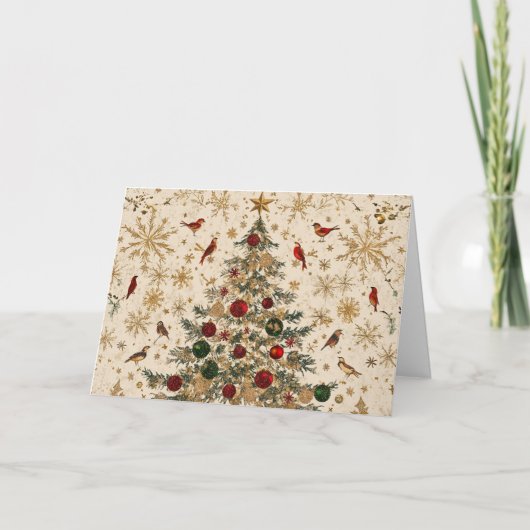 キラキラ輝くクリスマスツリーに金箔 カード (正面)