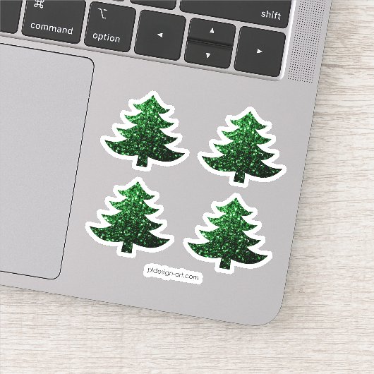 キラキラ輝くクリスマスツリーの緑のきらめき シール (詳細)