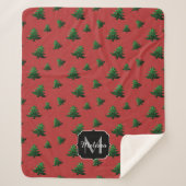 キラキラ輝くクリスマスツリーの緑のキラキラ シェルパブランケット (正面)