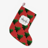 キラキラ輝くクリスマスツリーの緑のキラキラ スモールクリスマスストッキング (正面 (吊り時))