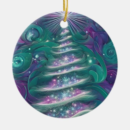 キラキラ輝くクリスマスツリー セラミックオーナメント (正面)