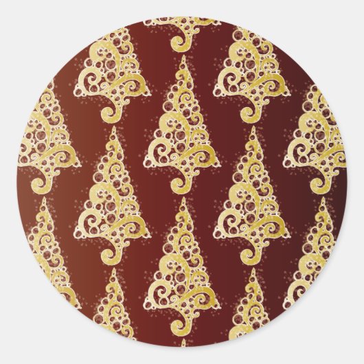 キラキラ輝くクリスマスツリー ラウンドシール (正面)