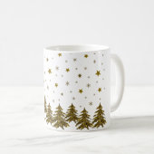 キラキラ輝くクリスマスツリー、月、星 コーヒーマグカップ (正面右)