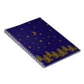 キラキラ輝くクリスマスツリー、月、星 ノートブック (右側)