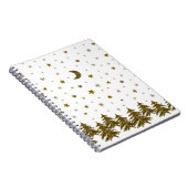 キラキラ輝くクリスマスツリー、月、星 ノートブック (右側)