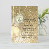 キラキラ輝くクリスマスボール会社のホリデーパーティー 招待状 (スタンド正面)