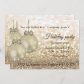 キラキラ輝くクリスマスボール会社のホリデーパーティー 招待状 (正面/裏面)