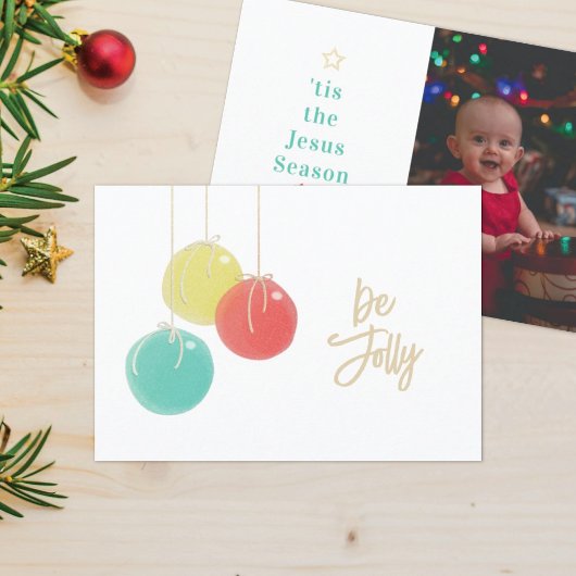 キラキラ輝くクリスマスボール写真クリスマスカード 招待状