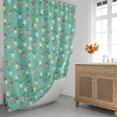 キラキラ輝くクリスマスライトホリデーパターン シャワーカーテン