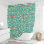 キラキラ輝くクリスマスライトホリデーパターン シャワーカーテン