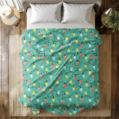 キラキラ輝くクリスマスライトホリデーパターン フリースブランケット