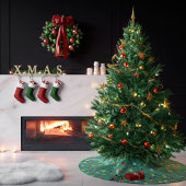 キラキラ輝くクリスマスライトホリデーパターン ブラッシュドポリエステルツリースカート