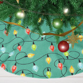 キラキラ輝くクリスマスライトホリデーパターン ブラッシュドポリエステルツリースカート