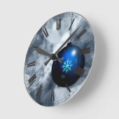 キラキラ輝くクリスマス ラウンド壁時計 (傾斜)