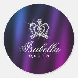 キラキラ輝くグラマークラウンブルーパープル ラウンドシール