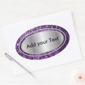 キラキラ輝くグラムパープルキラキラ 楕円形シール (封筒)