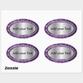 キラキラ輝くグラムパープルキラキラ 楕円形シール (シート)