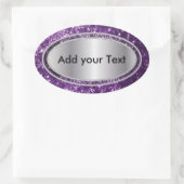 キラキラ輝くグラムパープルキラキラ 楕円形シール (バッグ)