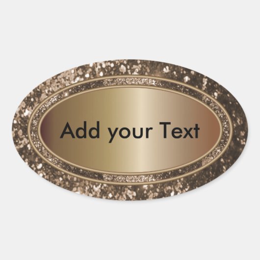 キラキラ輝くグラムブラウンのきらめき 楕円形シール (正面)
