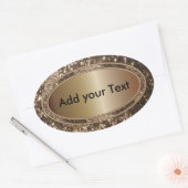 キラキラ輝くグラムブラウンのきらめき 楕円形シール (封筒)