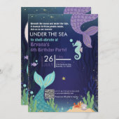 キラキラ輝くグロットザシーメルメイズ誕生日 招待状 (正面/裏面)