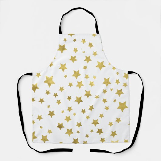 キラキラ輝くゴールドスターズ金星パターン エプロン (正面)