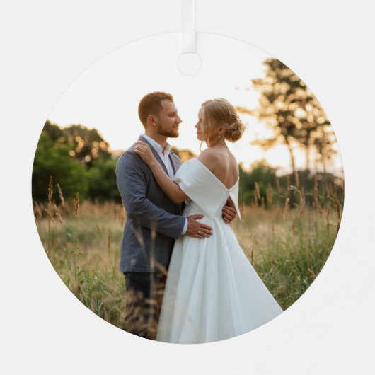 キラキラ輝くゴールドフォイル第1回クリスマスフォト メタルオーナメント (裏面)