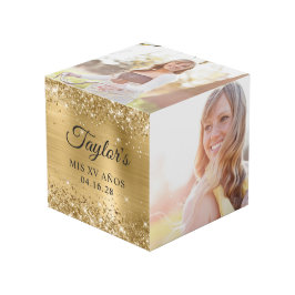 キラキラ輝くゴールドフォイルMis XVアニョス写真 フォトキューブ