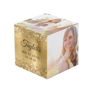 キラキラ輝くゴールドフォイルMis XVアニョス写真 フォトキューブ