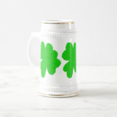 キラキラ輝くシャムロックラッキークローバー聖パトリックの日 ビールジョッキ (正面左)