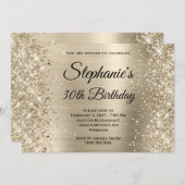 キラキラ輝くシャンパンフォイルモノグラム30th誕生日 招待状 (正面/裏面)