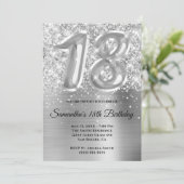 キラキラ輝くシルバーグラム18誕生日 招待状 (スタンド正面)