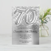 キラキラ輝くシルバーグラーム70誕生日 招待状 (スタンド正面)