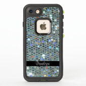 キラキラ輝くシルバーグリッターきらきら光るあなたの名前を追加 LifeProof iPhoneケース (裏面)